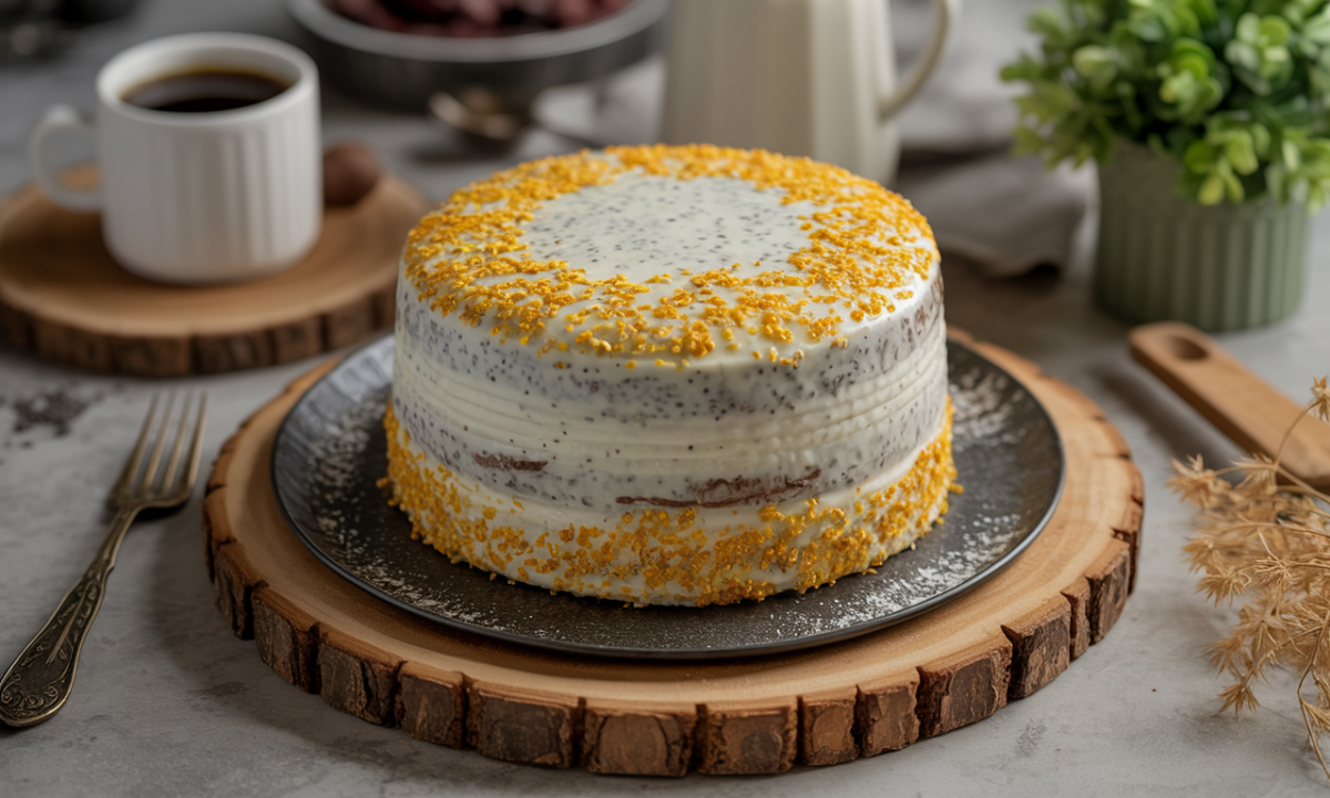 découvrez notre délicieux bánh chocolaté au café blanc, sublimé par des graines de pavot dorées pour une touche croquante et raffinée.