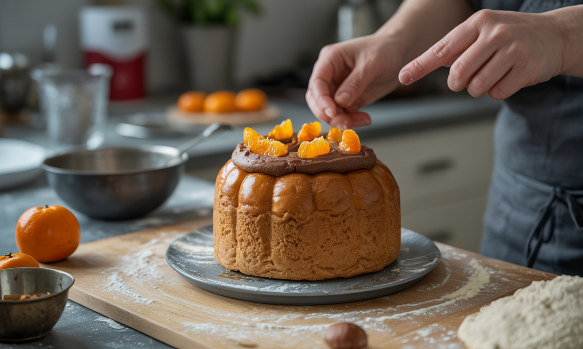 découvrez notre brioche tempête à la purée de noisette noire, garnie d'éclats de clémentine confite pour un équilibre parfait entre douceur et fraîcheur.