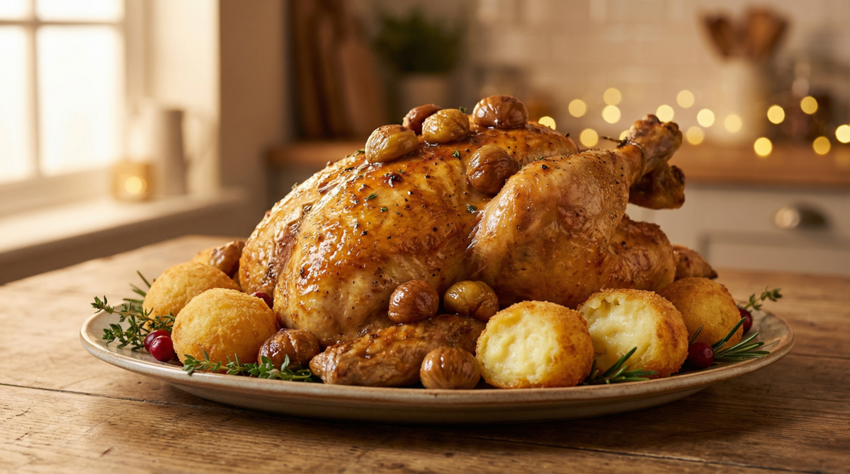 Ce plat de chapon aux marrons et pommes dauphines : la recette secrète qui rend les repas de Noël inoubliables depuis des siècles ! – chapon aux marrons