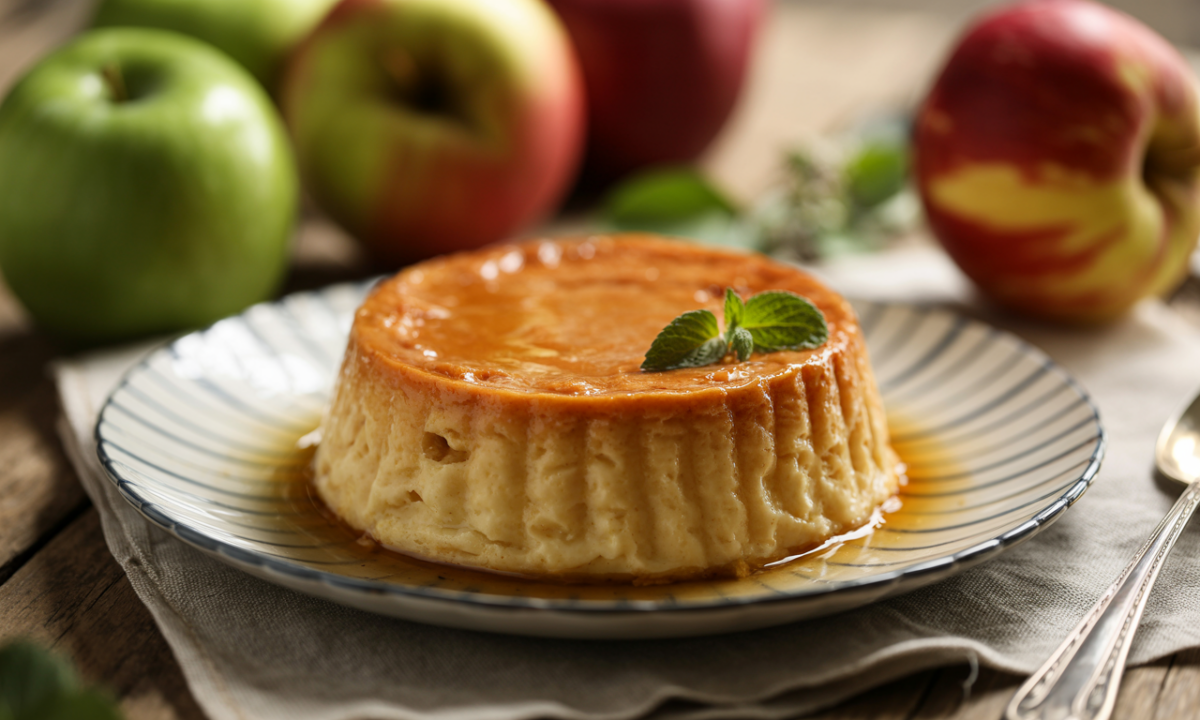 découvrez notre délicieux flan aux pommes, un dessert fruité, fondant et léger comme une plume, parfait pour une touche sucrée et gourmande.