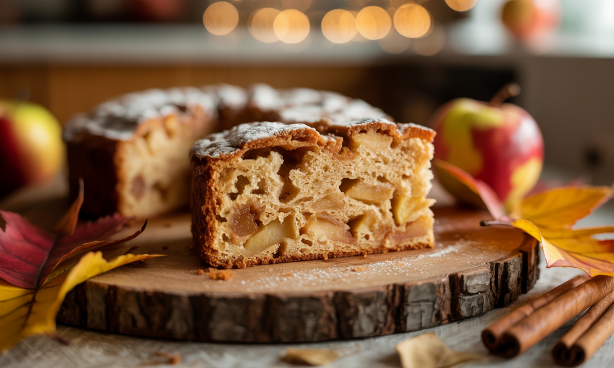 savourez notre gâteau invisible aux pommes, une douceur tendre et parfumée idéale pour réchauffer vos journées d'automne avec légèreté et gourmandise.