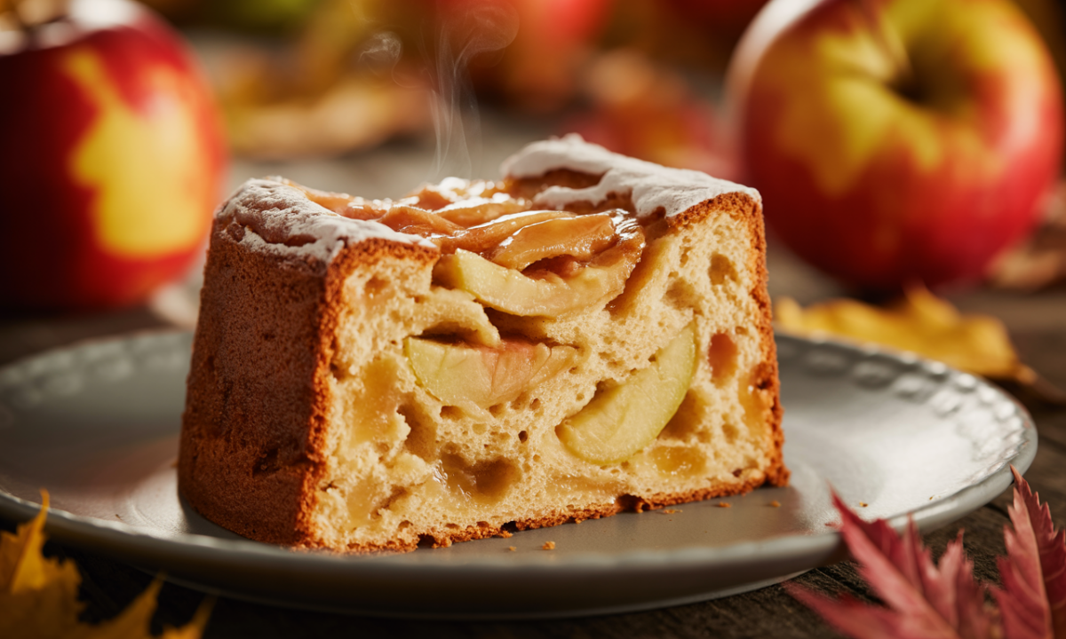 savourez notre gâteau invisible aux pommes, une douceur tendre et parfumée parfaite pour réchauffer vos journées d'automne avec délicatesse et gourmandise.