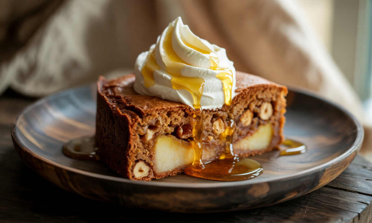 découvrez notre gâteau moelleux aux poires, cannelle et noisettes, une douceur automnale parfaite pour réchauffer vos après-midis avec saveur et gourmandise.