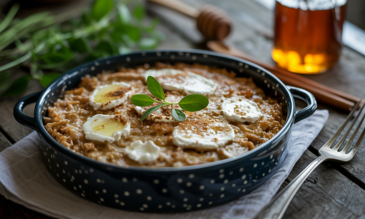 découvrez notre gratin d’épeautre crémeux au mariage savoureux de chèvre, miel et cannelle poivrée, une recette réconfortante et originale pour vos repas.