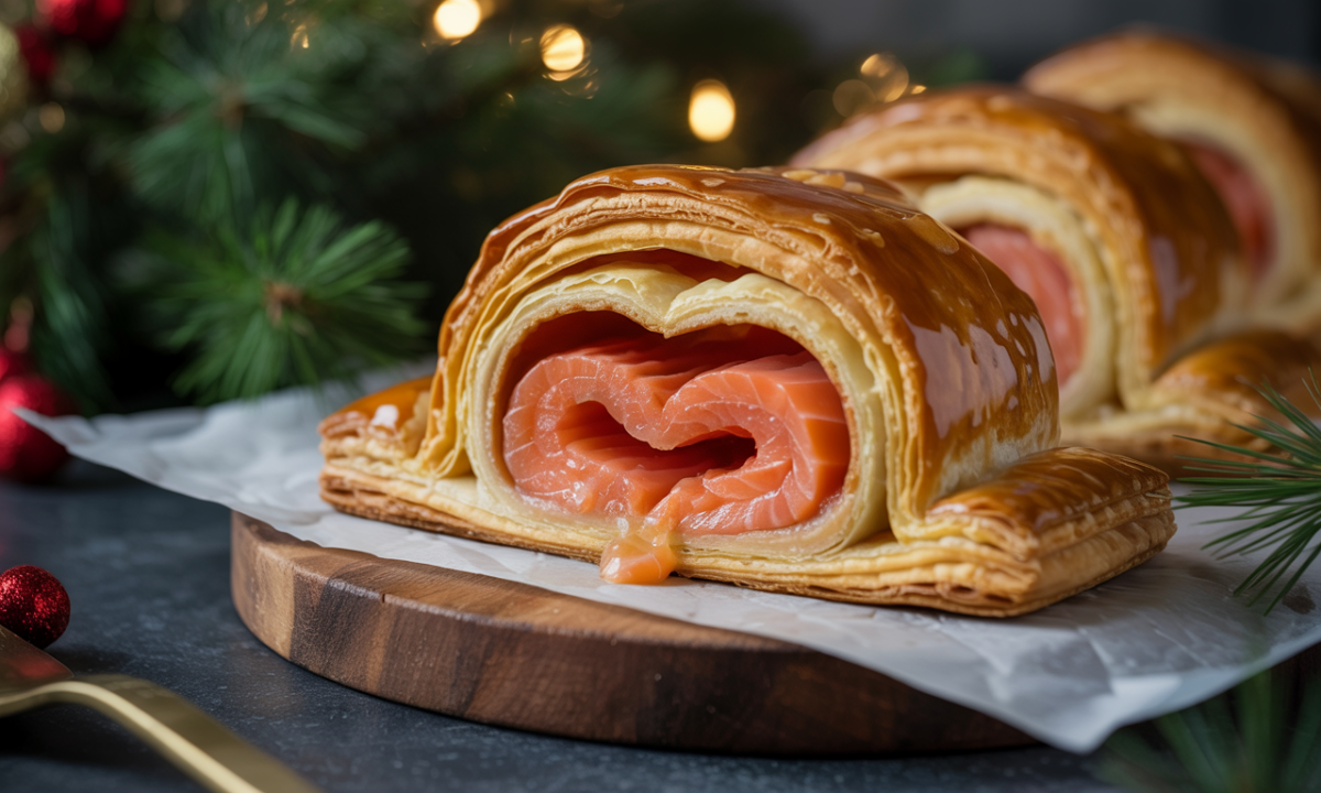 découvrez le feuilleté de saumon parfait pour noël : une pâte dorée et croustillante avec un cœur fondant, prêt en seulement 30 minutes pour un repas festif réussi.