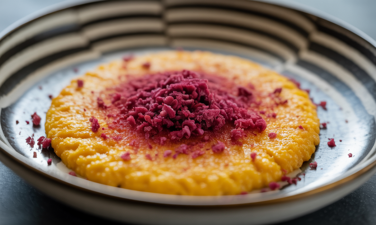 découvrez une recette originale de polenta croustillante au parmesan subtilement vanillé, agrémentée d'éclats de noisettes rubis pour une texture et des saveurs uniques.
