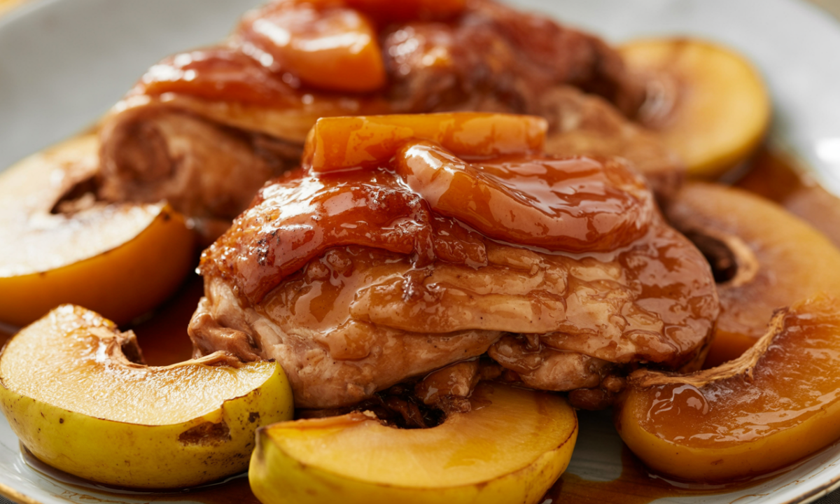 découvrez notre recette de poulet aux coings caramélisés, un mariage parfait de douceur et de saveurs pour réchauffer vos soirées fraîches avec gourmandise.