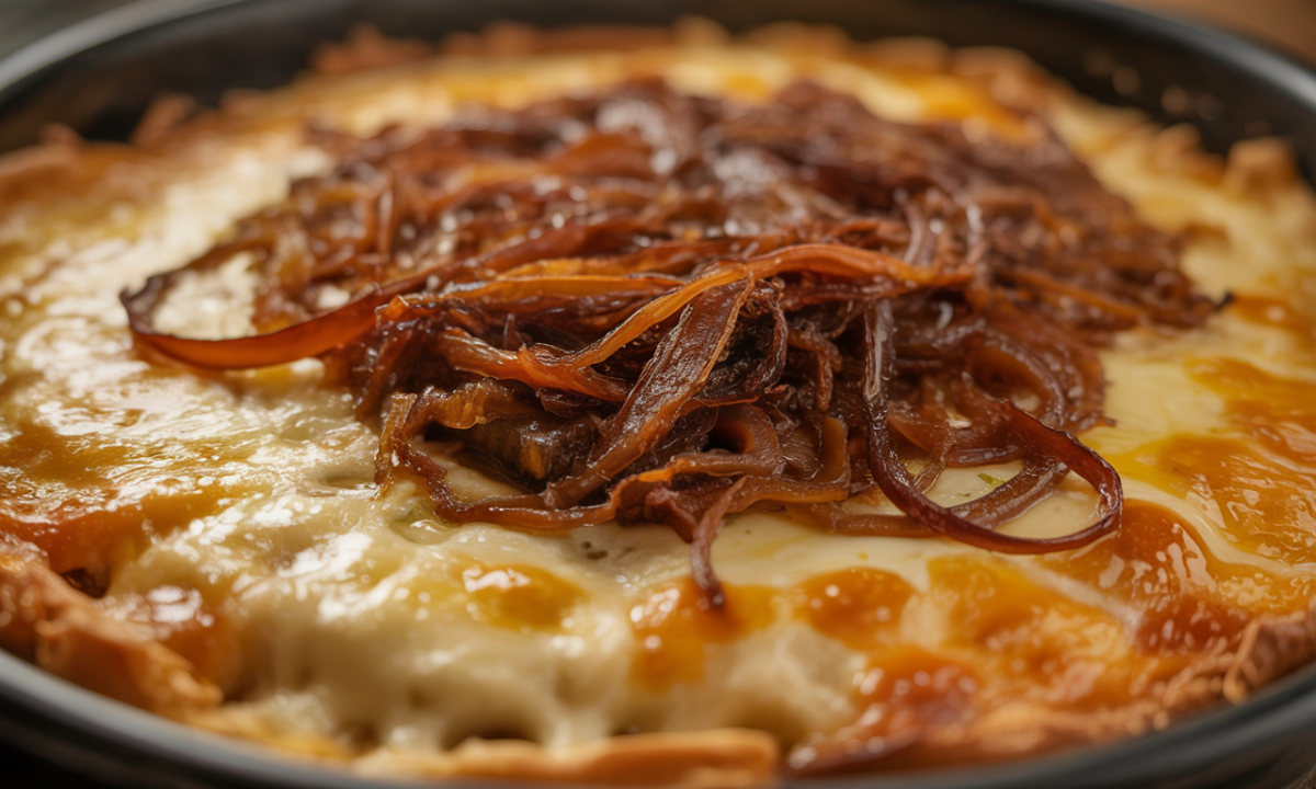 découvrez le plat chaud incontournable d’octobre où oignons caramélisés et fromage affiné se marient parfaitement sur une pâte croustillante pour un délice réconfortant.