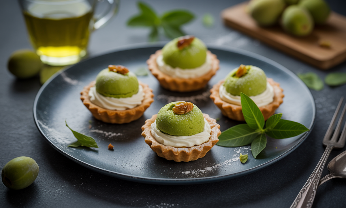 découvrez nos ravioles nuageuses au mascarpone d’amande, délicatement garnies et accompagnées de pistaches torréfiées au thé vert pour une expérience gourmande et raffinée.