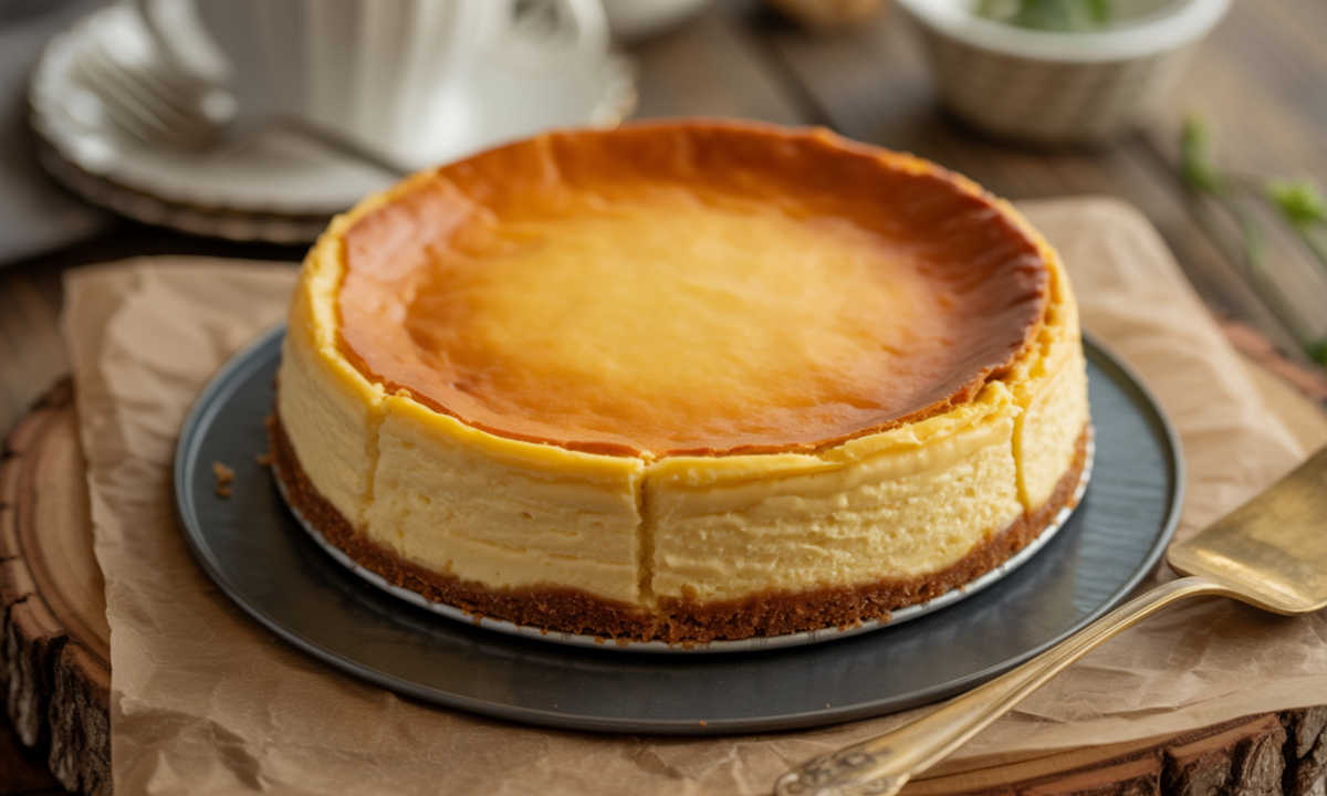 découvrez notre recette de cheesecake doré et crémeux sans croûte, une douceur légère qui fond délicatement en bouche comme un nuage.