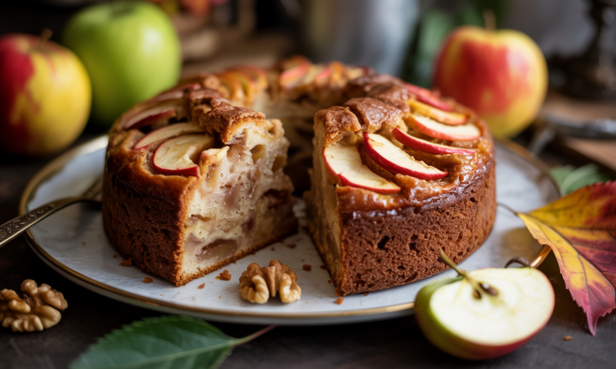 découvrez notre cake pomme-noix moelleux à l'intérieur et croustillant à l'extérieur, une gourmandise automnale parfaite pour réchauffer vos journées de novembre.