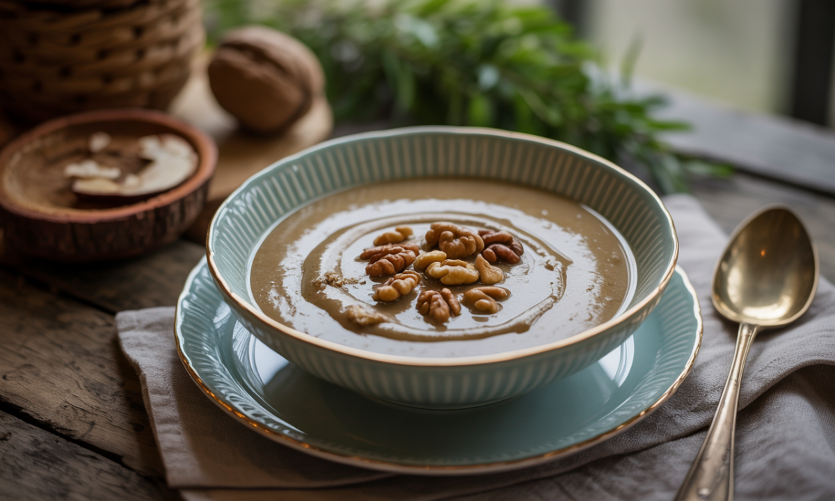 découvrez une soupe veloutée riche en saveurs de noix et beurre noisette, qui fond délicatement en bouche pour un plaisir gourmand et réconfortant.