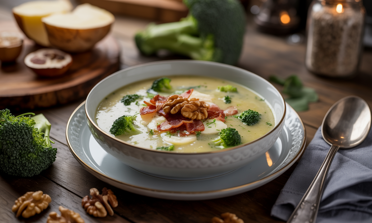 découvrez notre velouté brocoli-patate au roquefort, une soupe chaude et onctueuse mêlant la douceur des légumes à l'intensité fromagère du roquefort, pour un régal gourmand à savourer sans modération.