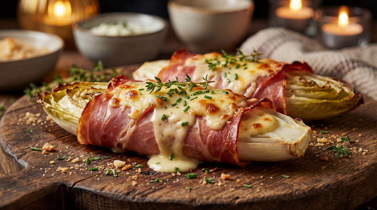Bateaux d’endives au jambon frais et fromage blanc