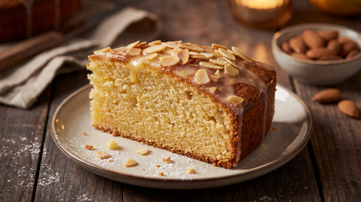 Cake au yaourt, citron et amandes, tout simple et très moelleux
