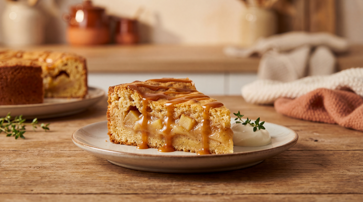 Cake fondant à la compote de pommes et à la cannelle, sans œufs