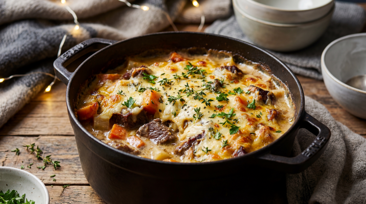 Cocotte d’hiver mijotée à la crème, parfaite pour les soirées froides