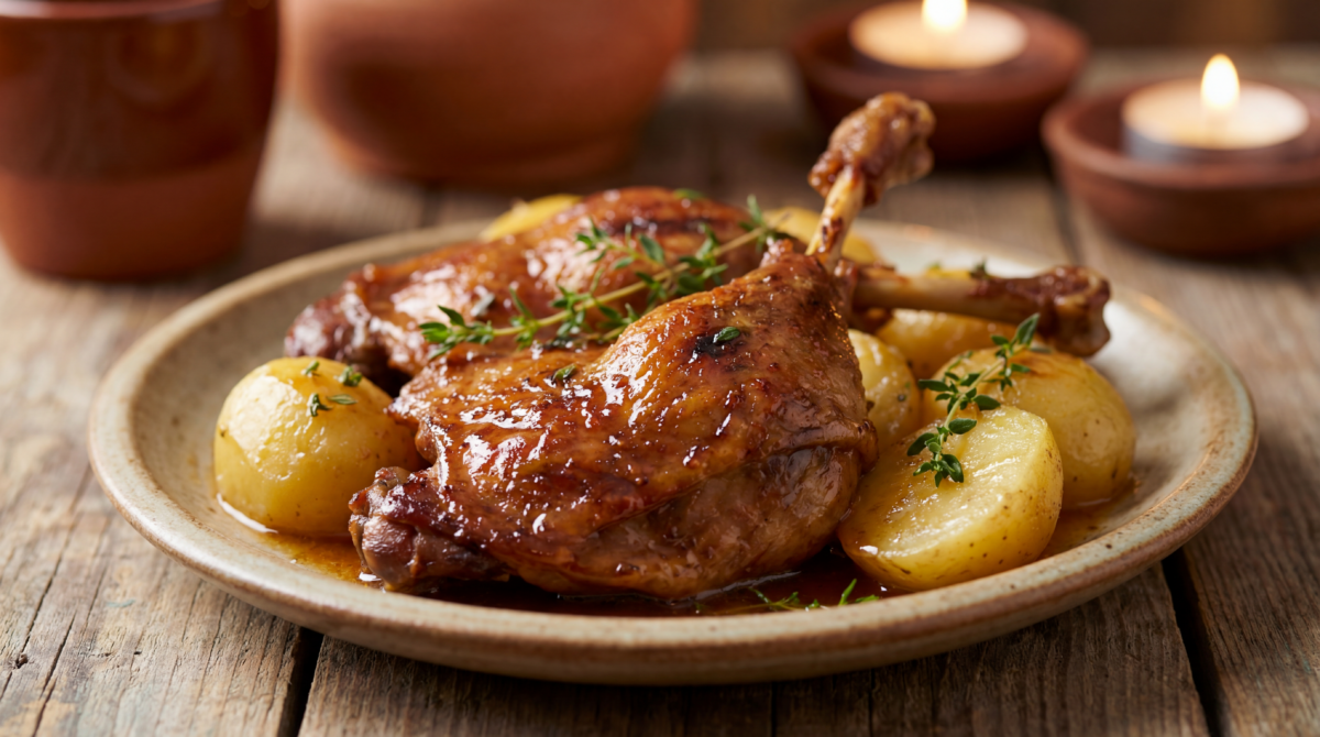 Cuisses de canard à la mijoteuse, pommes de terre moelleuses : un plat fondant et réconfortant pour le soir