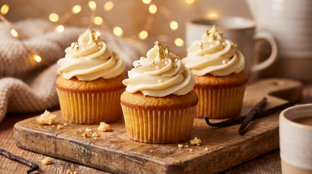 Cupcakes de fête à la vanille et glaçage tout doux