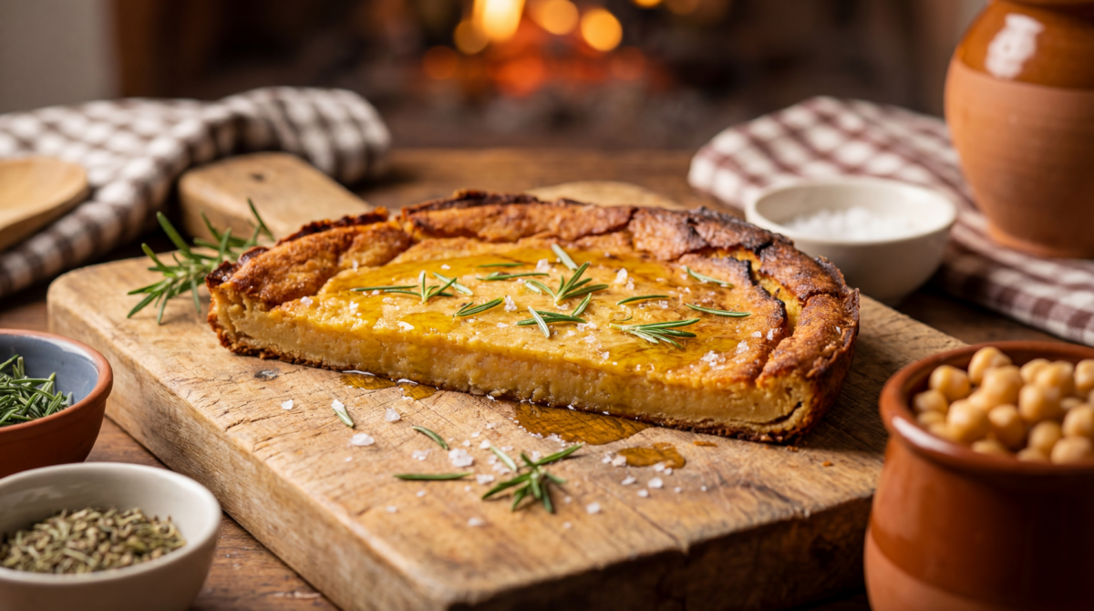 Farinata génoise aux pois chiches pour réchauffer vos soirées