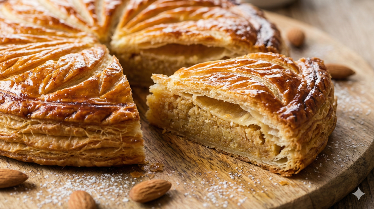 Galette des rois à la frangipane, dorée et généreuse