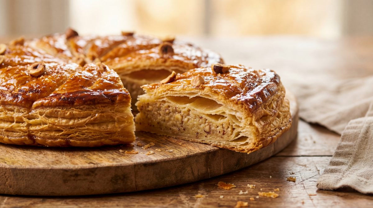 Galette des rois maison, croustillante au bon goût de noisette