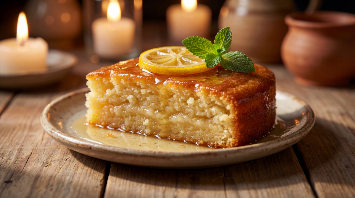 Gâteau turc à la semoule et sirop au citron maison