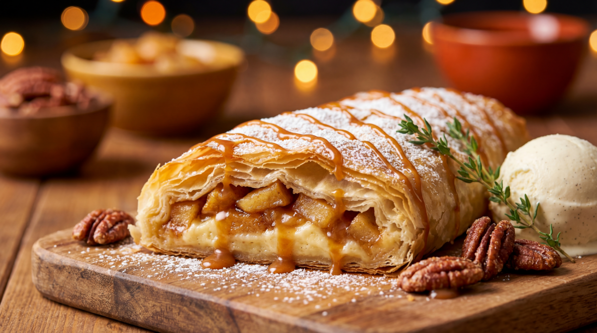 Strudel express aux pommes et pâte filo croustillante