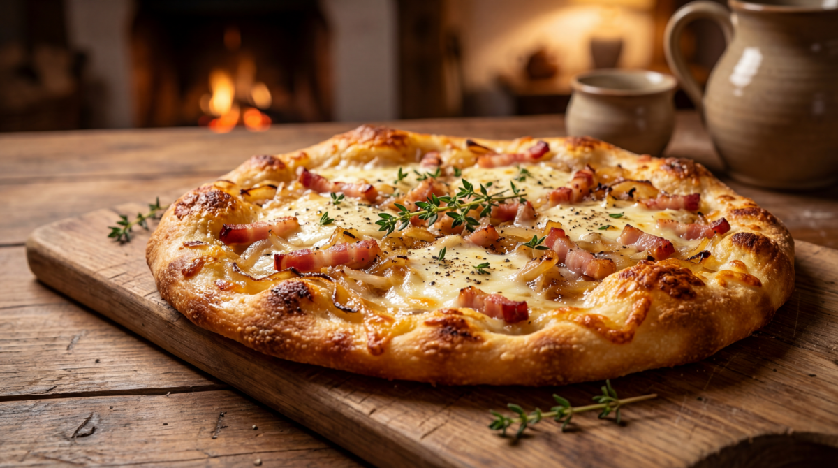 Tarte flambée alsacienne maison au fond ultra croustillant