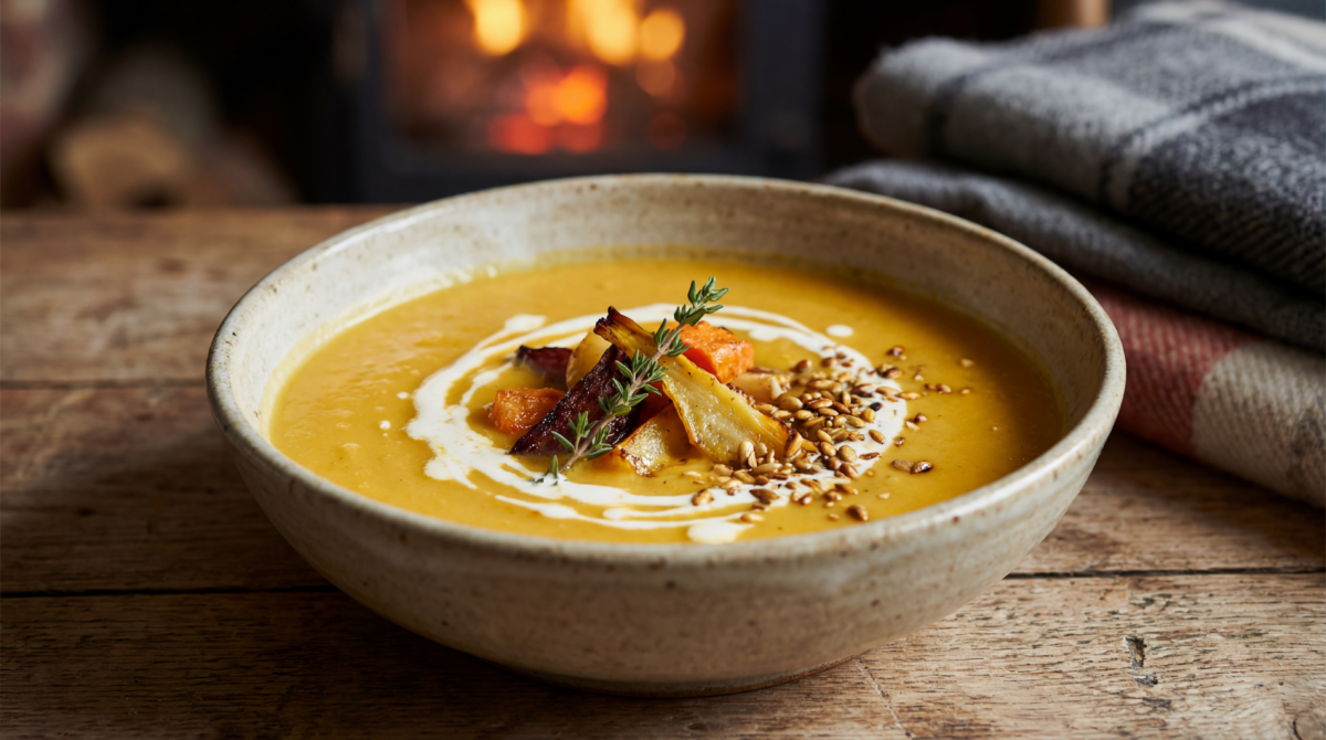 Velouté de légumes d’hiver aux épices douces, tout léger et réconfortant