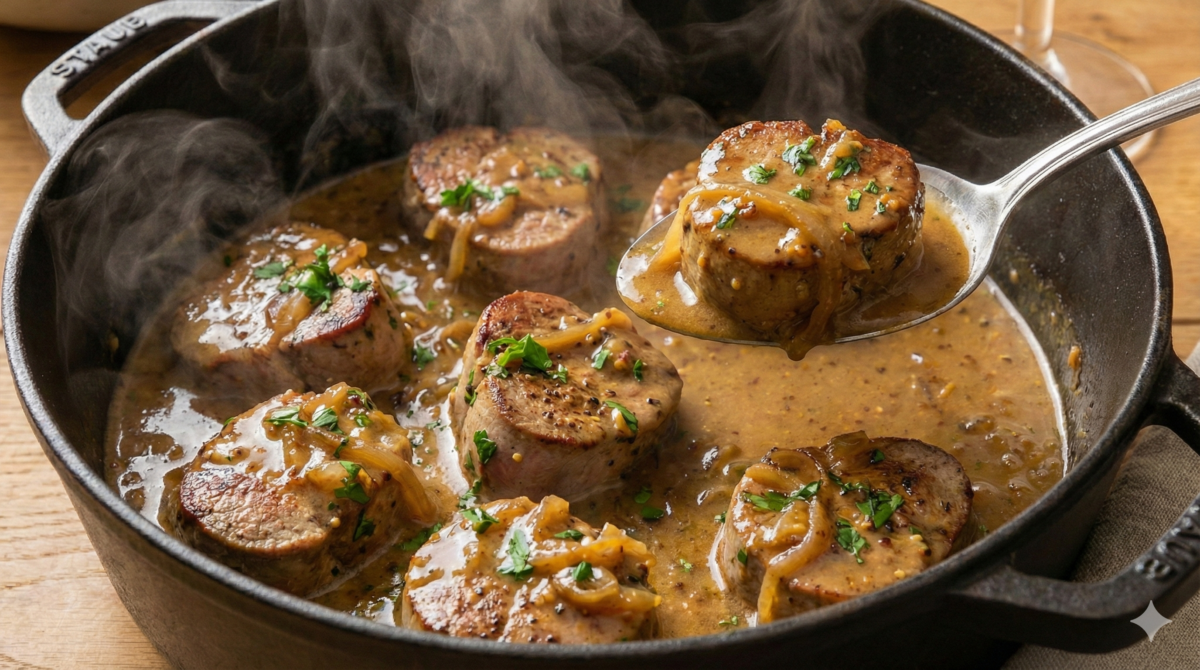 Filet mignon de porc sauce moutarde : la sauce crémeuse qui fait oublier le dîner vite fait